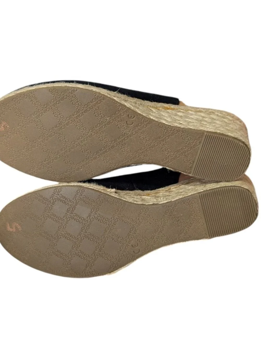 Vionic Coralina Black Canvas Espadrille Wedge Slingback Sandals Womens 8 Comfort